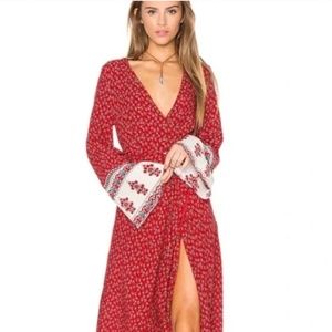 REVOLVE x REVERSE Red Maxi Boho Wrap Dress Size Small